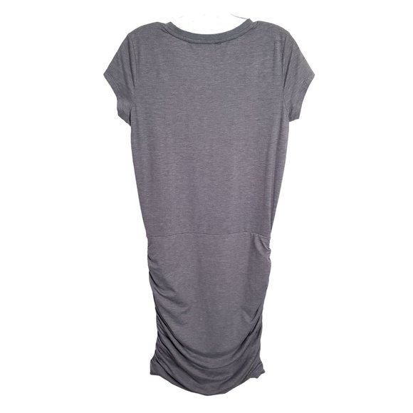 Athleta Size S Dress T-shirt Side Ruched Jersey Knit Athleisure Heathered Gray - Picture 3 of 12